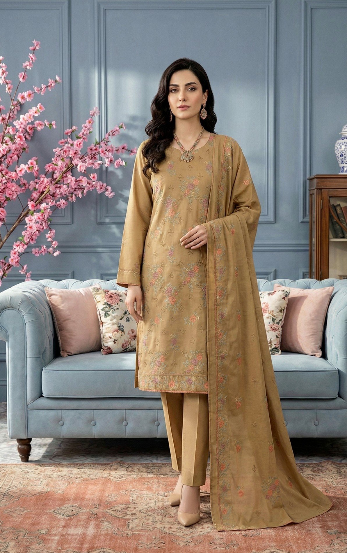 Lawn heavy embroidered D14